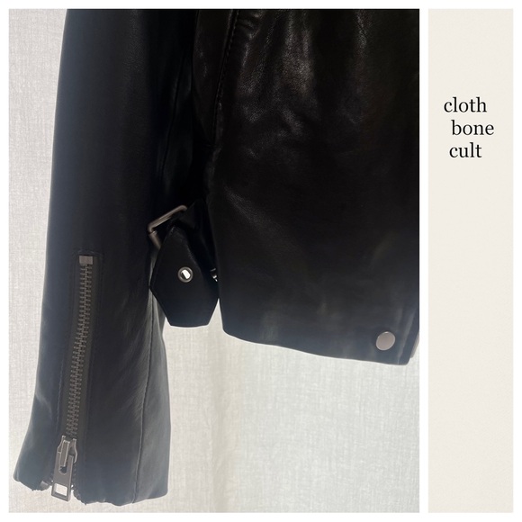 ALL SAINTS Dark Gray/Black Soft Leather Biker Jacket - Picture 7 of 14